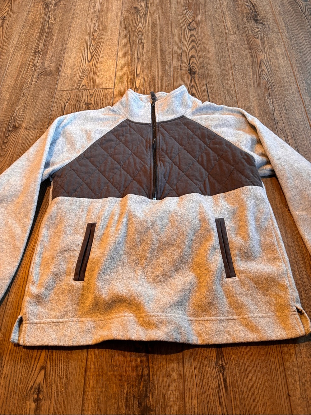 Maurices Light Gray Fleece-Lined Half-Zip Pullover with Dark Chest Panel